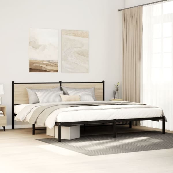 vidaXL Sängynrunko ilman patjaa Sonoma-tammi 200x200 cm