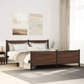 Miniatyrbilde 4 av 11: vidaXL Sengeramme i metall uten madrass brun eik 183x213 cm