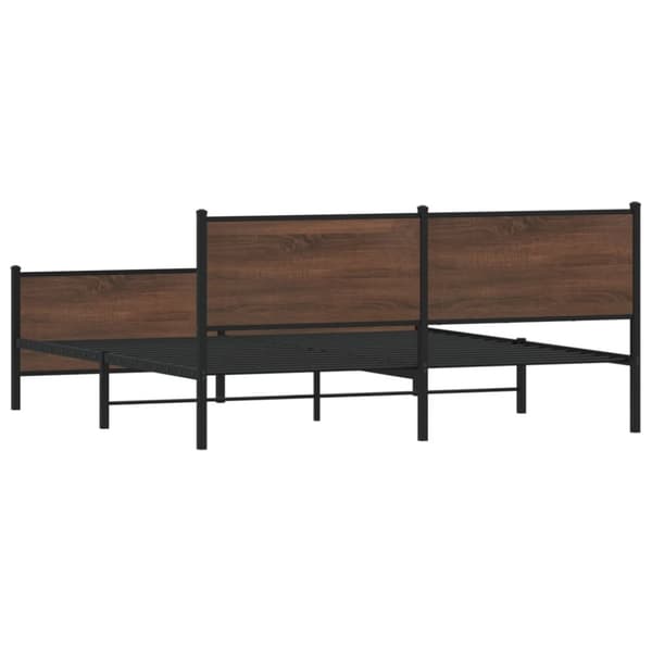 vidaXL Sengeramme i metall uten madrass brun eik 183x213 cm