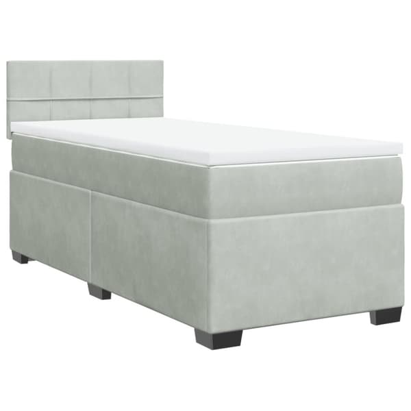 vidaXL Ramsäng med madrass ljusgrå 90x200 cm sammet