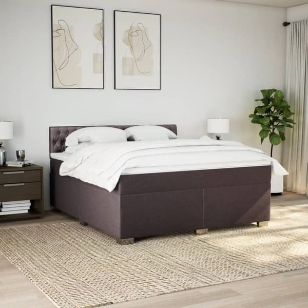 vidaXL Ramsäng med madrass mörkbrun 180x200 cm tyg