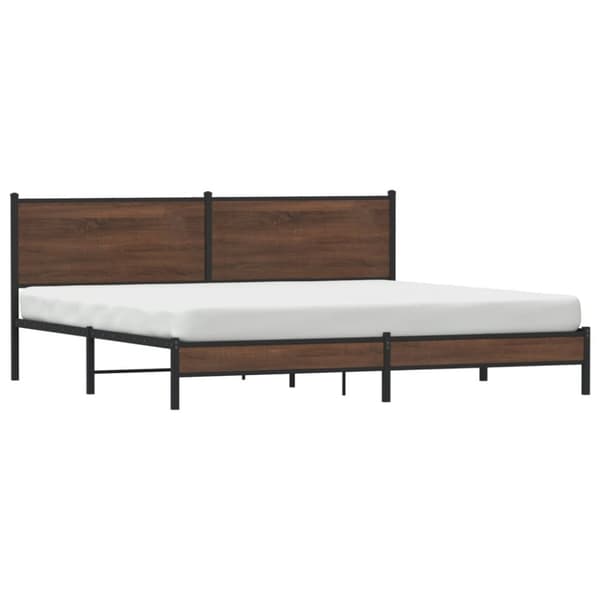 vidaXL Sengeramme i metall uten madrass brun eik 193x203 cm