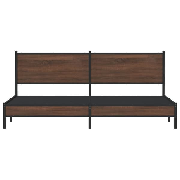 vidaXL Sengeramme i metall uten madrass brun eik 193x203 cm