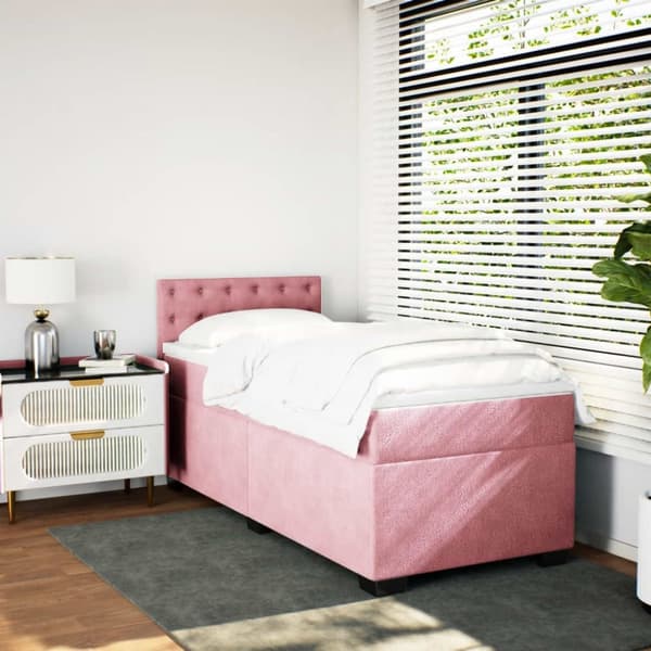 vidaXL Jenkkisänky patjalla pinkki 90x200 cm sametti