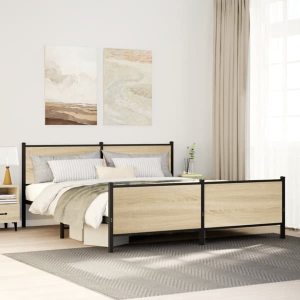 vidaXL sengeramme uden madras 183x213 cm metal sonoma-eg