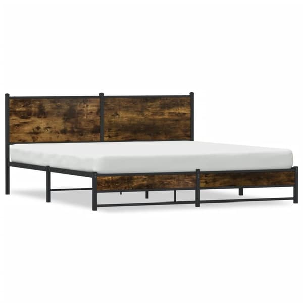 vidaXL sengeramme uden madras 180x200 cm metal røget egetræsfarve
