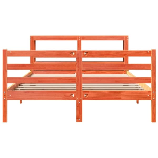 vidaXL sengeramme uden madras 135x190 cm massivt fyrretræ brun