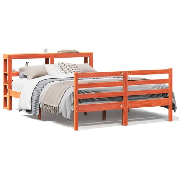 vidaXL sengeramme uden madras 135x190 cm massivt fyrretræ brun