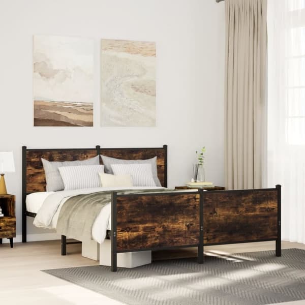 vidaXL Metallinen sängynrunko ilman patjaa savutammi 140x200 cm