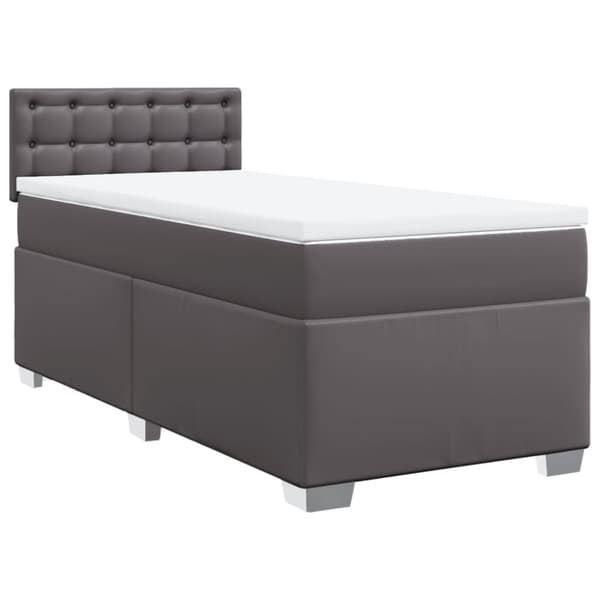 vidaXL Jenkkisänky patjalla harmaa 90x200 cm keinonahka