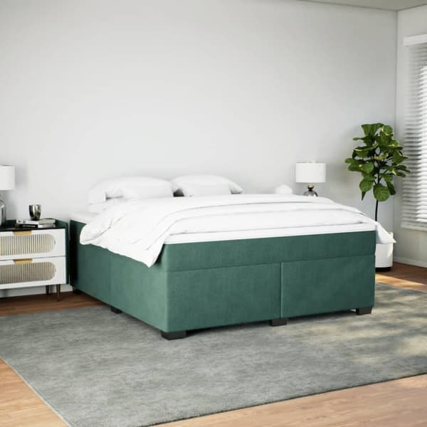 vidaXL kontinentalseng med madras 180x200 cm fløjl mørkegrøn