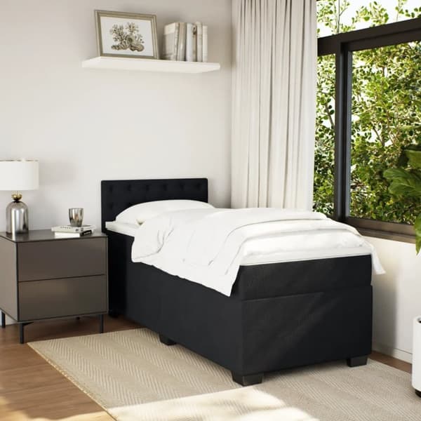 vidaXL Ramsäng med madrass svart 90x200 cm sammet
