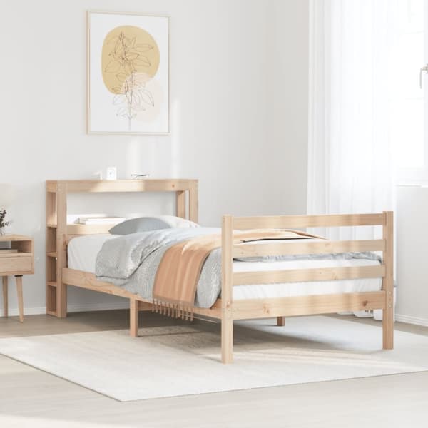 vidaXL Sengeramme med hodegavl 90x200 cm heltre furu