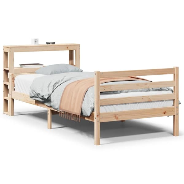 vidaXL Sengeramme med hodegavl 90x200 cm heltre furu