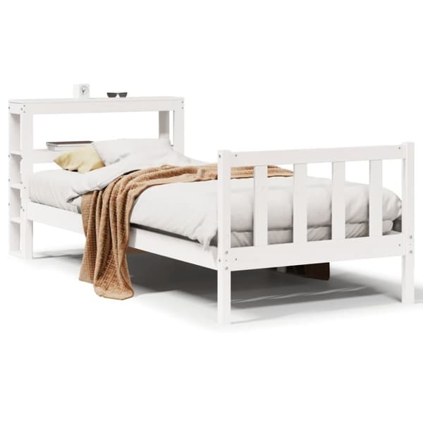 vidaXL Sängram utan madrass vit 100x200 cm massiv furu