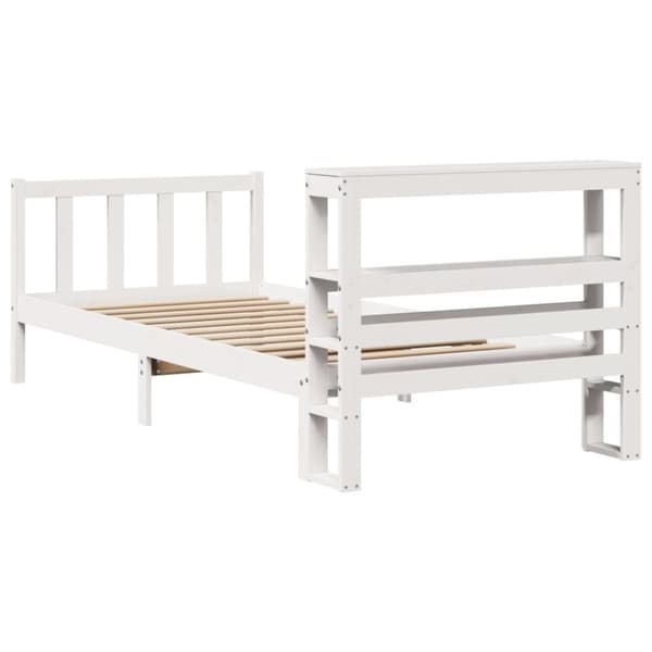 vidaXL Sängram utan madrass vit 100x200 cm massiv furu