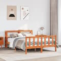 Miniatyrbilde 4 av 11: vidaXL Sengeramme med hodegavl voksbrun 140x190 cm heltre furu