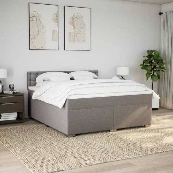 vidaXL Ramsäng med madrass taupe 180x200 cm tyg