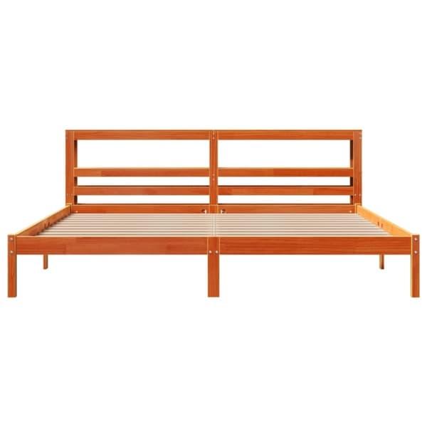 vidaXL sengeramme med sengegavl 180x200 cm massivt fyrretræ gyldenbrun