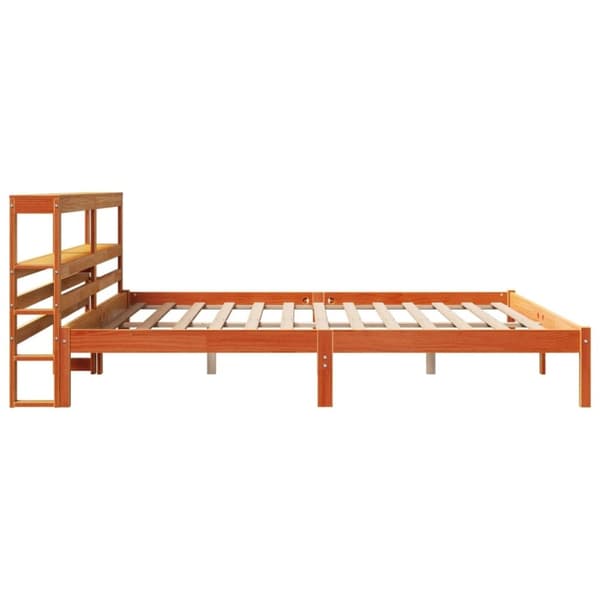 vidaXL sengeramme med sengegavl 180x200 cm massivt fyrretræ gyldenbrun