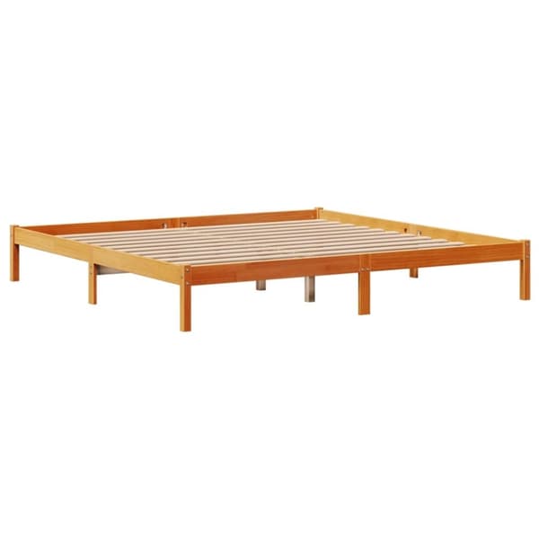 vidaXL sengeramme med sengegavl 180x200 cm massivt fyrretræ gyldenbrun