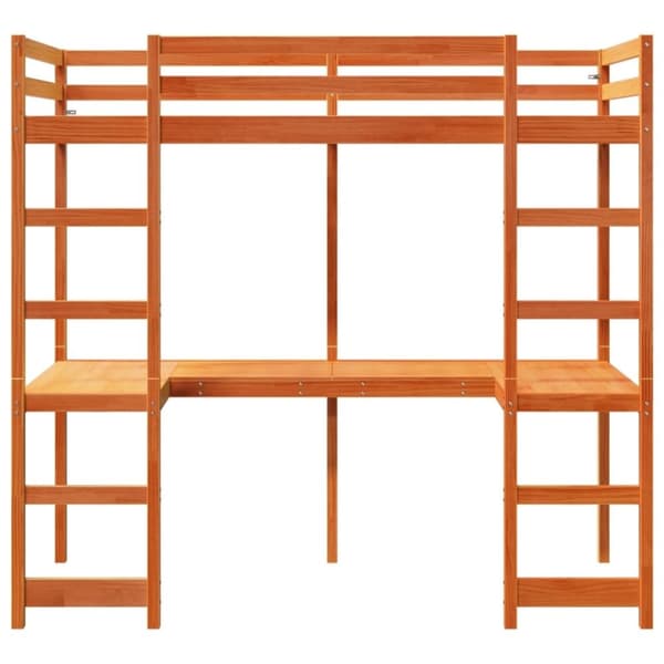 vidaXL Ramme for loftseng uten madrass voksbrun 90x190 cm heltre furu