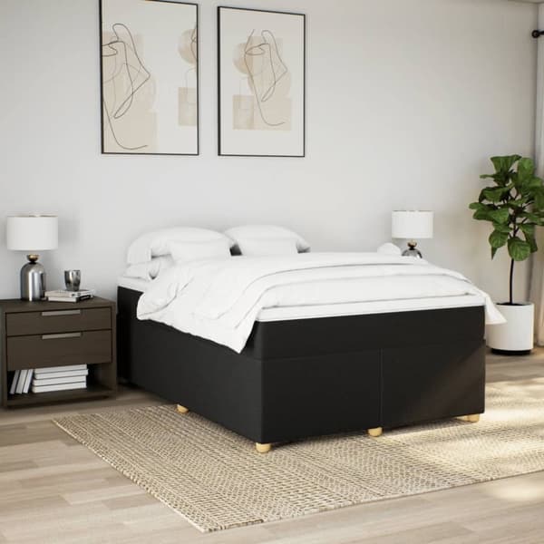 vidaXL Seng med madrass boksfjær svart 140x200 cm stoff