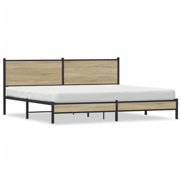 vidaXL Sengeramme i metall uten madrass sonoma eik 193x203 cm