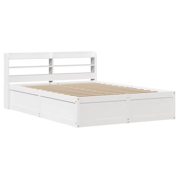 vidaXL Sengeramme med hodegavl hvit 150x200 cm heltre furu