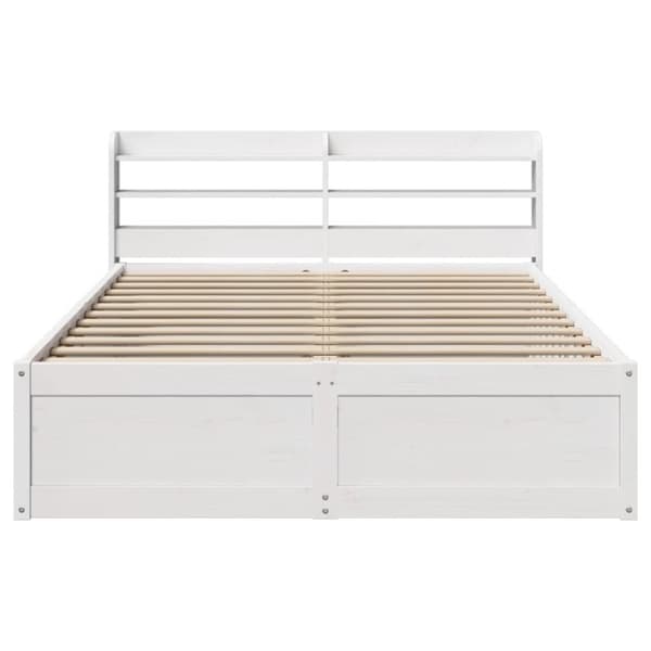 vidaXL Sengeramme med hodegavl hvit 150x200 cm heltre furu