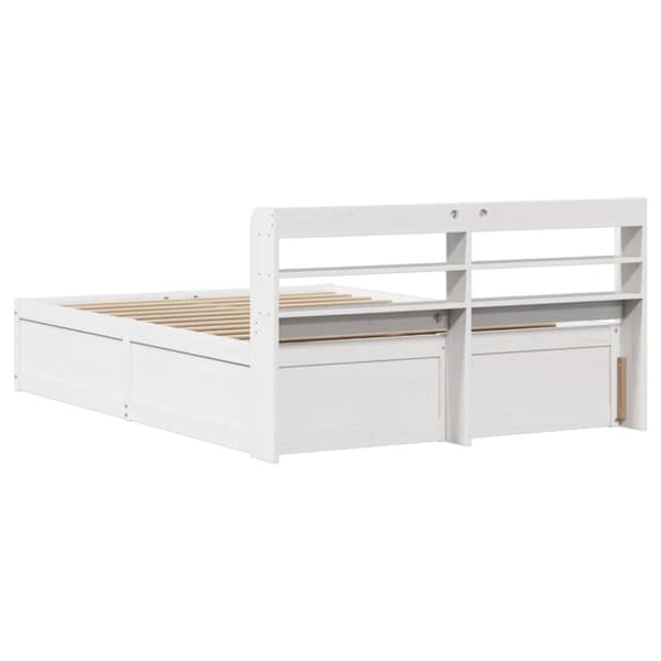 vidaXL Sengeramme med hodegavl hvit 150x200 cm heltre furu