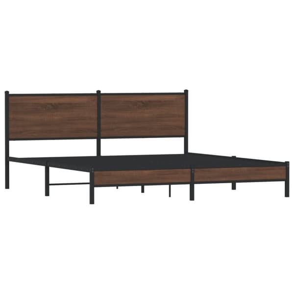 vidaXL Sengeramme i metall uten madrass brun eik 183x213 cm