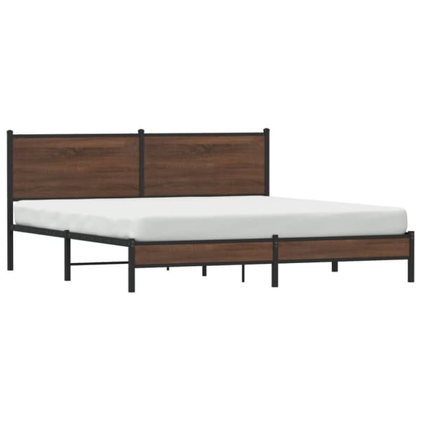 vidaXL Sengeramme i metall uten madrass brun eik 183x213 cm