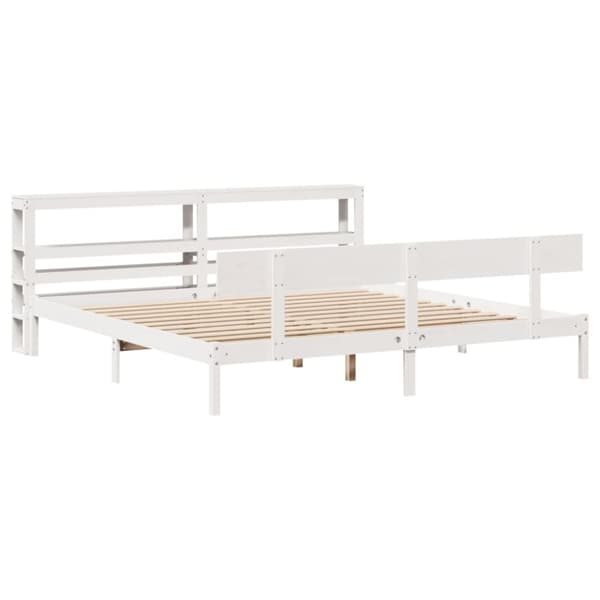 vidaXL sengeramme uden madras 200x200 cm massivt fyrretræ hvid