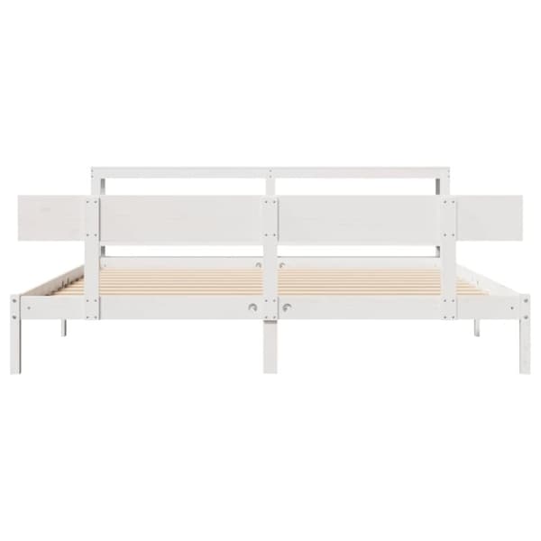 vidaXL sengeramme uden madras 200x200 cm massivt fyrretræ hvid