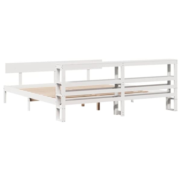 vidaXL sengeramme uden madras 200x200 cm massivt fyrretræ hvid