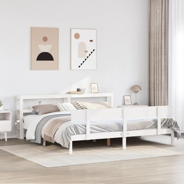 vidaXL sengeramme uden madras 200x200 cm massivt fyrretræ hvid