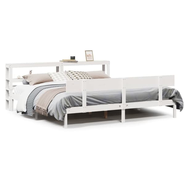 vidaXL sengeramme uden madras 200x200 cm massivt fyrretræ hvid