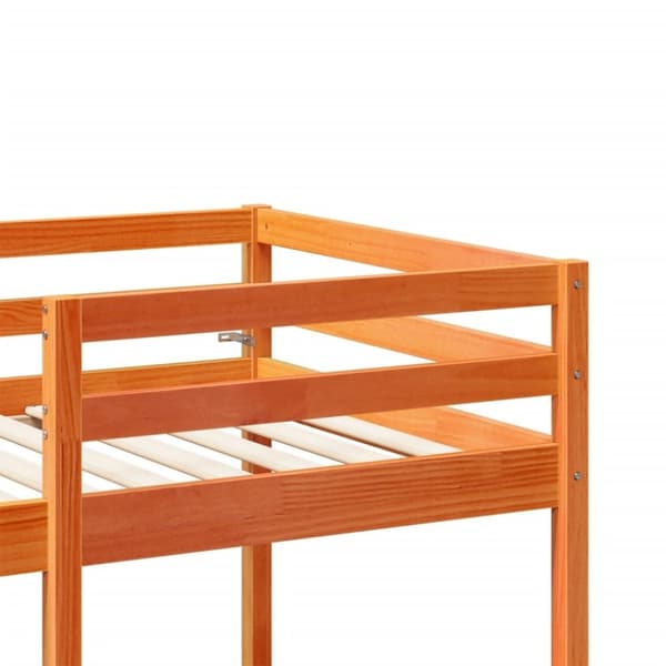 vidaXL højseng m. skrivebord og stole 90x200 cm massivt fyr gyldenbrun