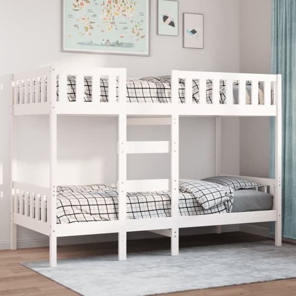 vidaXL køjeseng 90x200 cm massivt fyrretræ hvid