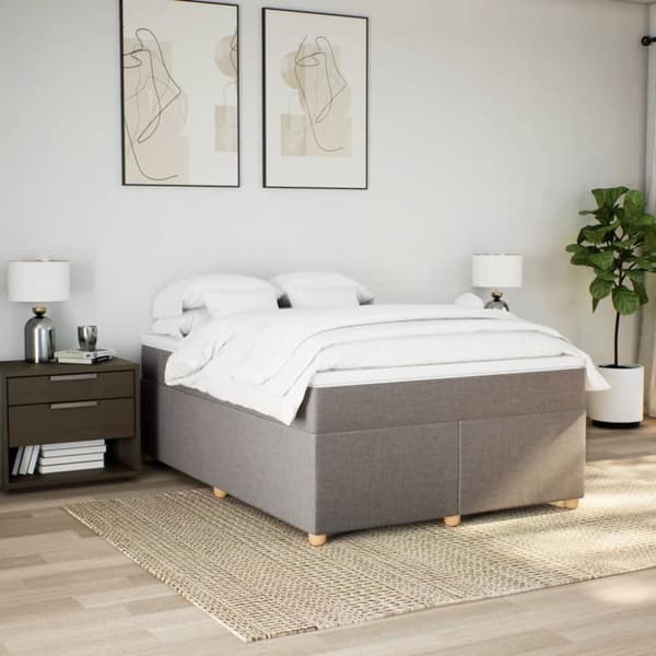 vidaXL kontinentalseng med madras 140x200 cm stof gråbrun