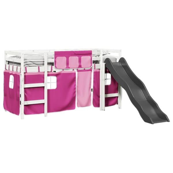 vidaXL Lasten parvisänky verhoilla pinkki 80x200 cm täysi mänty