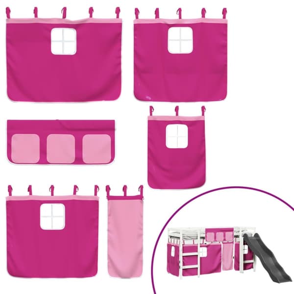 vidaXL Lasten parvisänky verhoilla pinkki 80x200 cm täysi mänty