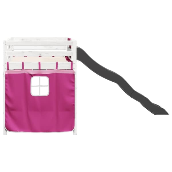 vidaXL Lasten parvisänky verhoilla pinkki 80x200 cm täysi mänty