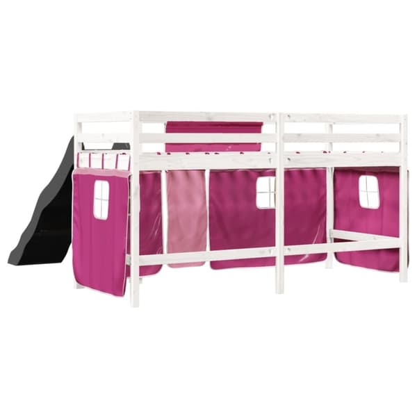 vidaXL Lasten parvisänky verhoilla pinkki 80x200 cm täysi mänty