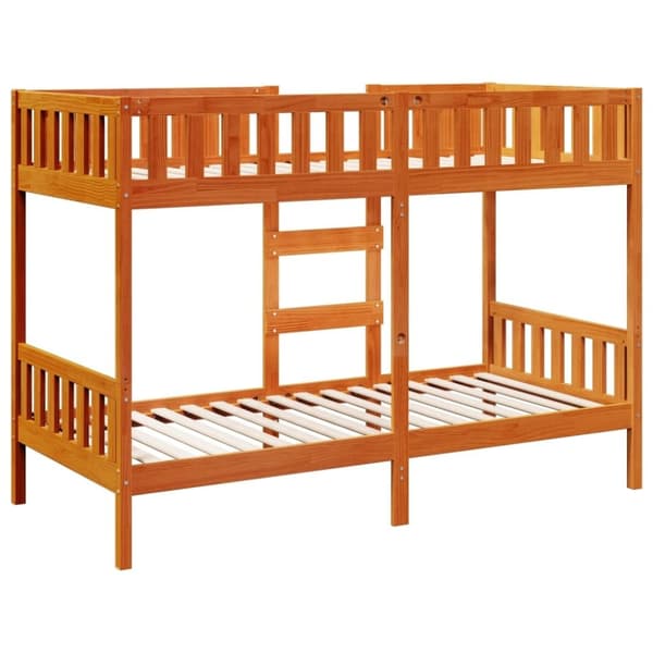 vidaXL Kerrossänky vahanruskea 75x190 cm täysi mänty