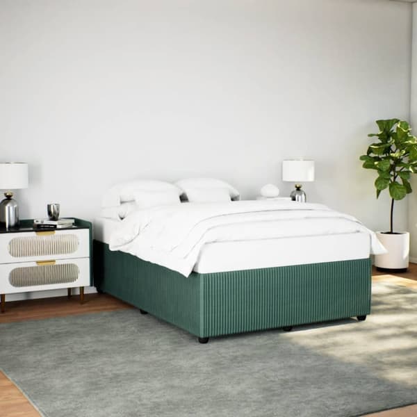 vidaXL sengeramme 140x190 cm fløjl mørkegrøn