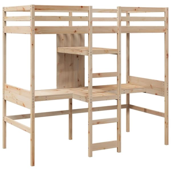 vidaXL Loftsäng utan madrass 80x200 cm massiv furu