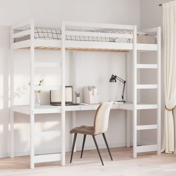 vidaXL Ramme for loftseng uten madrass hvit 80x200 cm heltre furu