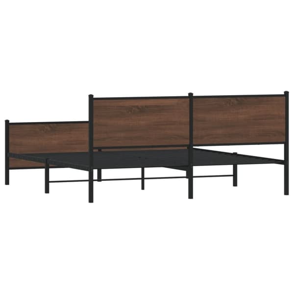 vidaXL Sengeramme i metall uten madrass brun eik 200x200 cm